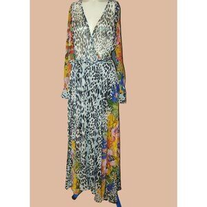 Sky Zone Exchange Dress Medium Bright Animal Print Diva Boho Floral Wrap India